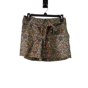 Junglee Billee Tie Front Shorts Paisley Print Boho Festival S/M 28” Waist
